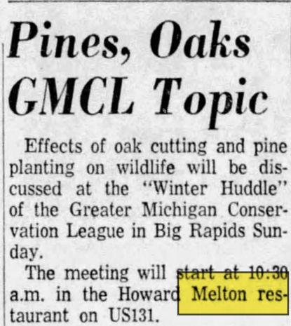 Howard Meltons Restaurant - Jan 12 1962 Article (newer photo)